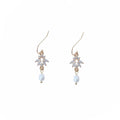 Gold Tone Clear Stone Branch And Pearl Drop Hook Earrings view 5
