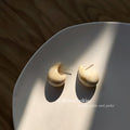 Chunky Crescent Stud Earrings In Blue Ivory Green And Amber view 7