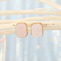 Gold Tone White Iridescent Druzy Stud Earrings in Four Shapes view 3
