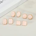 Gold Tone White Iridescent Druzy Stud Earrings in Four Shapes view 1