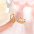 Gold Silver Clear CZ Pavé Huggie Hoop Earrings Pair view 3