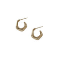 Gold-Tone Geometric Chunky C-Shape Open Hoop Studs view 5