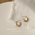 Gold-Tone Geometric Chunky C-Shape Open Hoop Studs view 4