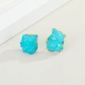 Gold Tone Irregular Druzy Stud Earrings in Black and Blue Options view 5