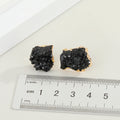 Gold Tone Irregular Druzy Stud Earrings in Black and Blue Options view 4