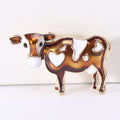 Enamel Heart Cow Brooch Brown White or Black Metal Pin Brooch view 6