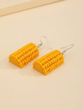 Yellow Corn Cob Hook Earrings with Textured Kernel Detail view 4