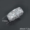 Silver Tone Baguette Crystal Wide Band Ring Fashion Jewelry view 5