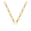 Silver Letter B Thick Paperclip Link Chain Necklace Extender view 5