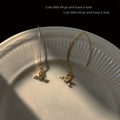 Gold-Tone Robin Bird Long Threader Hook Drop Earrings Pair view 3