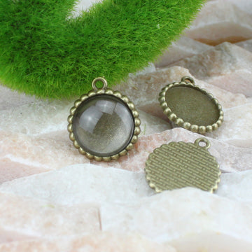Small Round Beaded Pendant Tray Jewelry Making Component