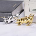 Sculpted Charging Bull Brooch in Polished Gold or Silver Tone view 4