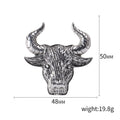Sculpted Bull Head Brooch in Antique Gold and Silver Tones view 5