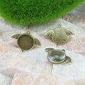 Angel Wing Round Pendant Tray Jewelry Making Component view 1