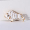 Enamel Charging Bull Brooch Gold Trim White Amber Metal Pin view 6
