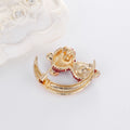 Purple Gold Tone Moon Enamel Two Designs Metal Brooch Pin view 4