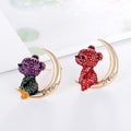 Purple Gold Tone Moon Enamel Two Designs Metal Brooch Pin view 3