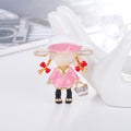 Pink Gold Tone Flower Crystal Metal Brooch Pin for Jackets and Lapels view 3