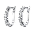 Gold Silver Clear CZ Pavé Huggie Hoop Earrings Pair view 5