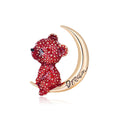 Purple Gold Tone Moon Enamel Two Designs Metal Brooch Pin view 5