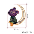 Purple Gold Tone Moon Enamel Two Designs Metal Brooch Pin view 2