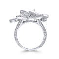 Silver Gold Rose Gold Pavé CZ Flower Cocktail Ring view 4