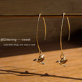 Gold-Tone Robin Bird Long Threader Hook Drop Earrings Pair view 1