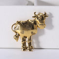 Antique Tone Standing Bull Brooch Decorative Metal Pin view 6