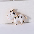 Enamel Calf Cow Brooch Black and White Gold Tone Accents view 7