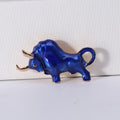 Long Horn Bull Enamel Brooch in Blue or White With Gold Trim view 6