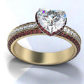 Clear Heart Stone Double Band Ring in Gold Tone Jewelry Accessory view 2