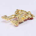 Jeweled Open Letter R Brooch With Red and Pearl Accents view 3