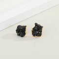 Gold Tone Irregular Druzy Stud Earrings in Black and Blue Options view 2