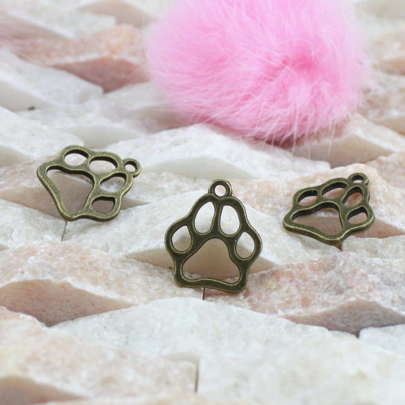 20x17mm Vintage Hollow Dog Paw Alloy Charm Pendant