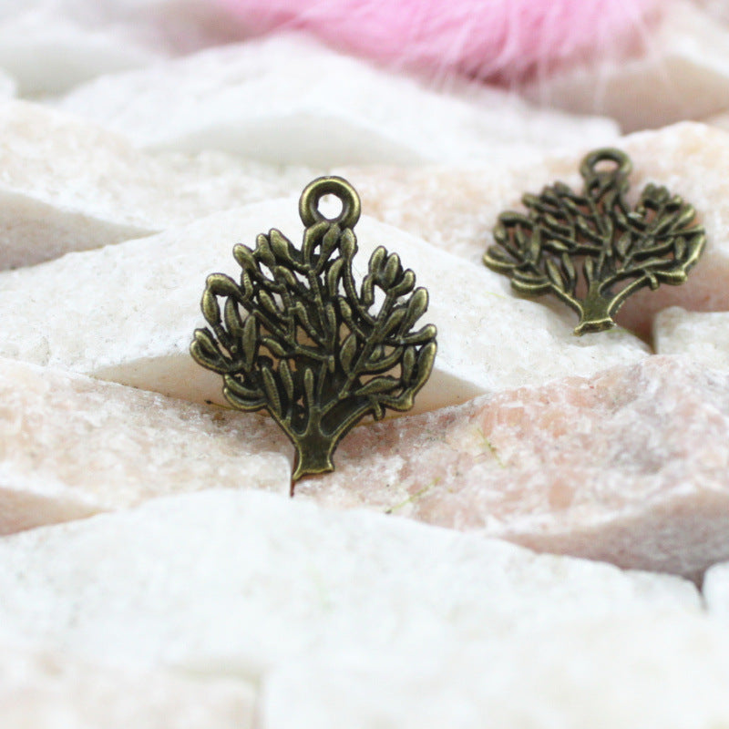 Vintage Alloy Peace Tree Charm Pendant 20x16mm for DIY Jewelry