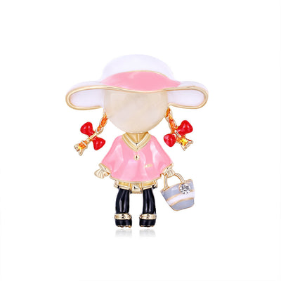 Front product view of the flower brooch pin in pink and gold