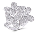 Silver Gold Rose Gold Pavé CZ Flower Cocktail Ring view 1