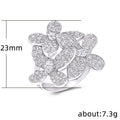 Silver Gold Rose Gold Pavé CZ Flower Cocktail Ring view 5