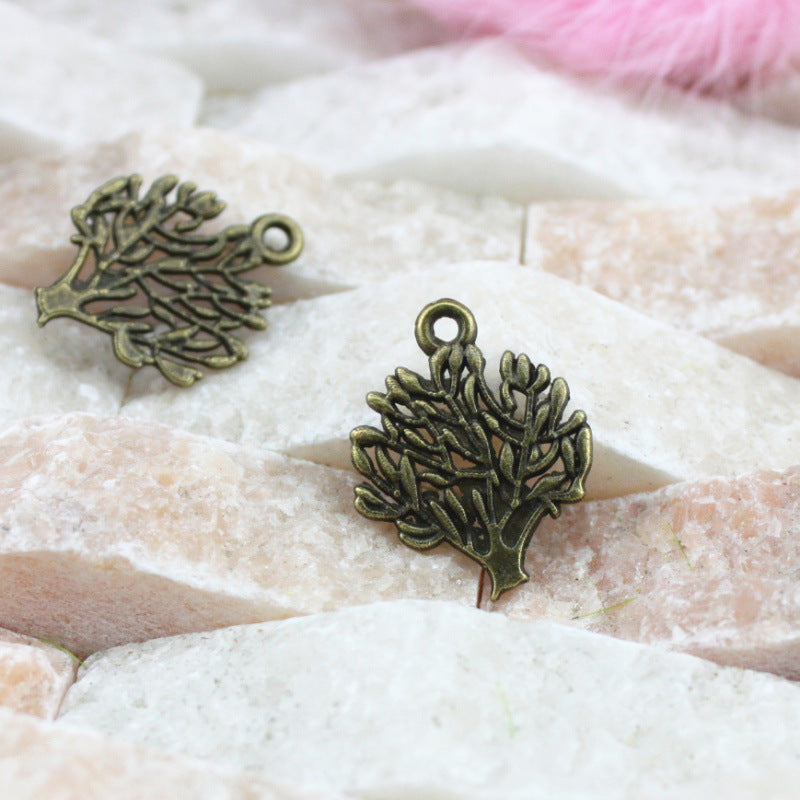 Vintage Alloy Peace Tree Charm Pendant 20x16mm for DIY Jewelry