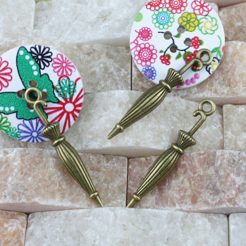 35x5mm Vintage Umbrella Alloy Charm Pendant