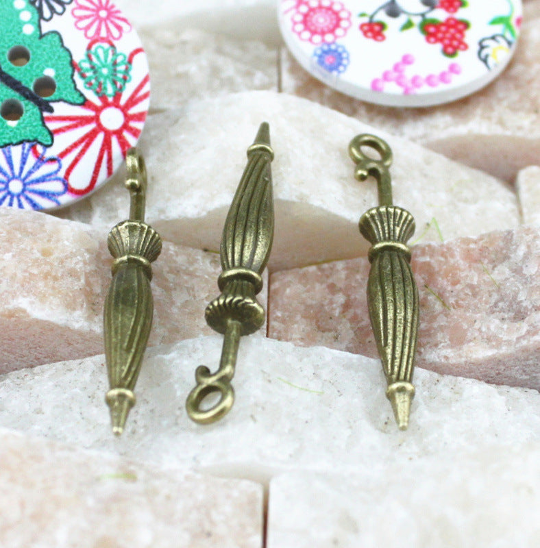 35x5mm Vintage Umbrella Alloy Charm Pendant