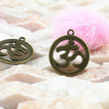 Vintage Open Om Symbol Disc Charm Metal Jewelry Component, 3 Finish Options view 2
