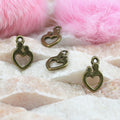 Double Heart Outline Alloy Pendant Charms in 2 Finishes view 3