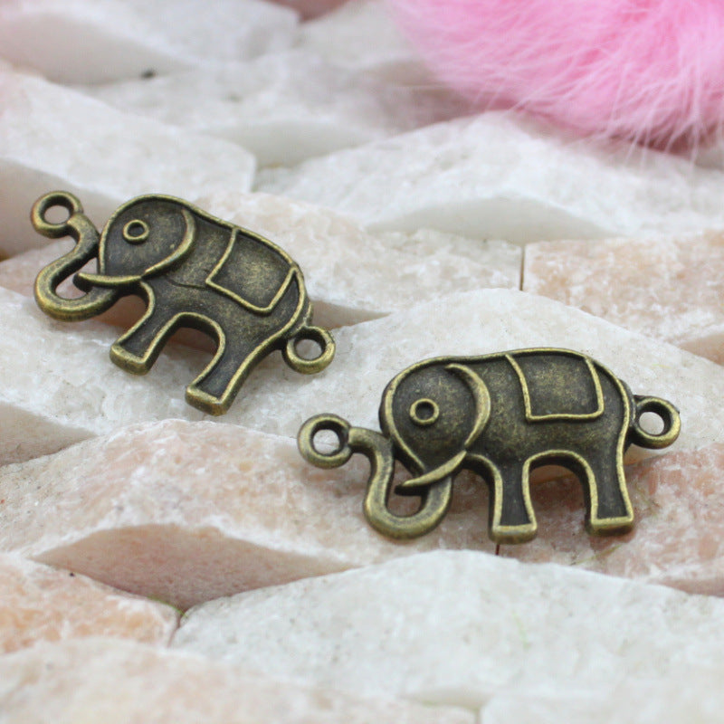 31x17mm Double Elephant Two-Hole Alloy Connector Charm