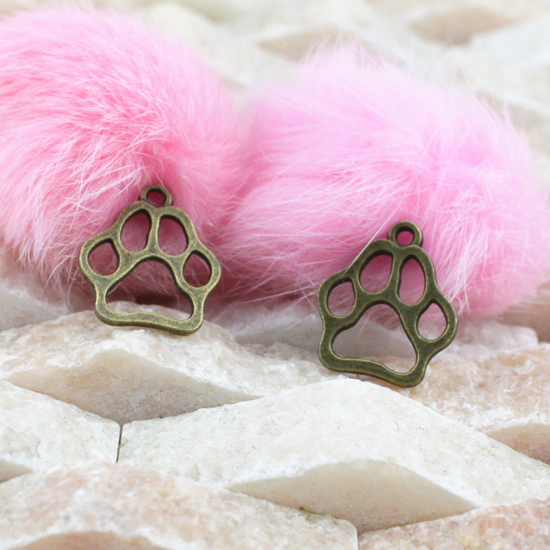 20x17mm Vintage Hollow Dog Paw Alloy Charm Pendant