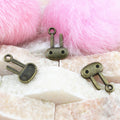 Long Ear Rabbit Head Metal Charms in Gold, Bronze and Silver Tones view 2