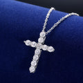 Silver Clear Crystal Cross Pendant Necklace Alloy Metal view 3