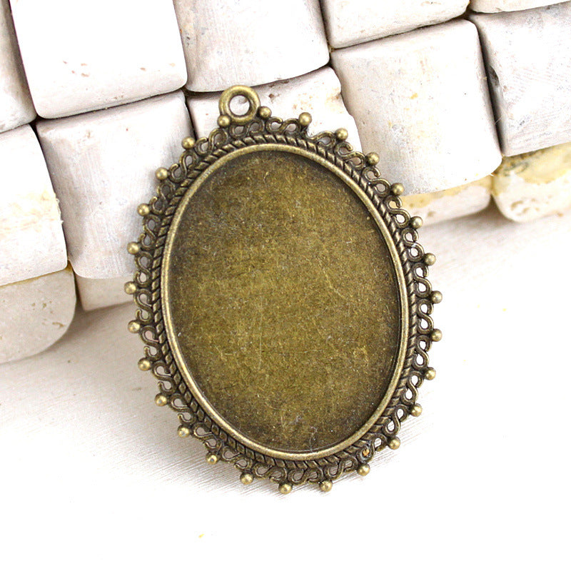 30x40mm Oval Alloy Cabochon Tray Pendant Base