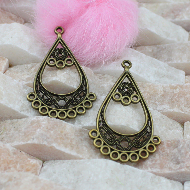 44x26mm Teardrop Alloy Earring Connector Finding with Multiple Holes