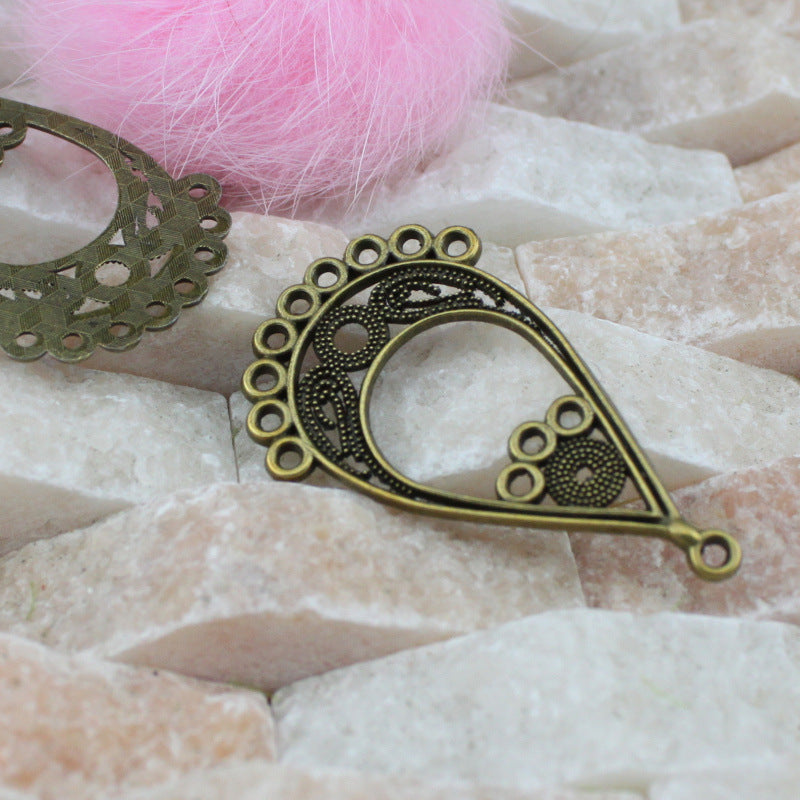 44x26mm Teardrop Alloy Earring Connector Finding with Multiple Holes
